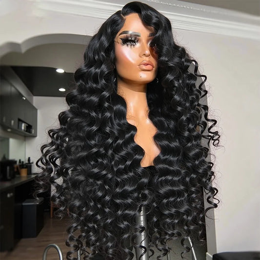 30 40 Inch Loose Body Wave 13x6 HD Lace Front Cambodian Black 100% Human Hair Wig 7x5 Glueless Deep Wave Closure Wigs Half Wigs