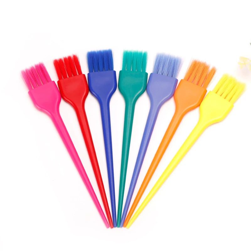 7Pcs/Sets Hairdresser Dye Brush Rat Tail Tinting Colorful Handle Hair Coloring Applicator Combs Salon Hairdressing Style Tools