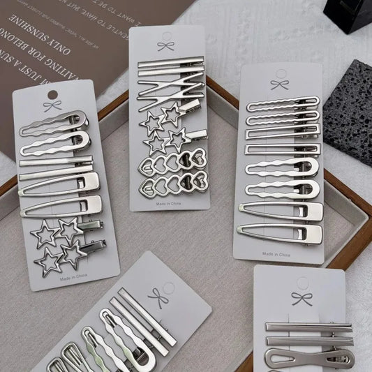 Sliver Metal Hair Clips for Women, Y2K Duckbill Hairpin, Personality Bangs Side Headwear, Barrettes Hairclip Styling Accessories