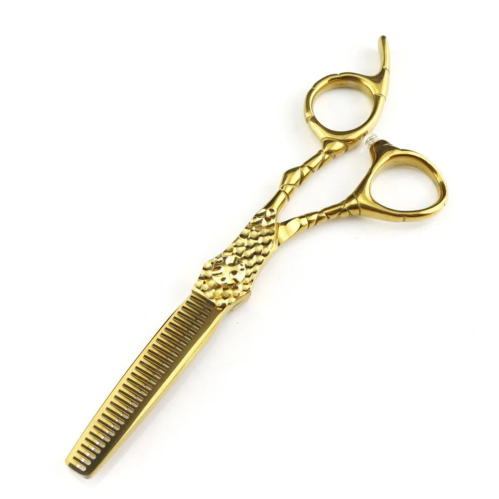 Professional JP 440c steel 6 '' Upscale Gold cut hair scissors haircut thinning barber makas cutting shears hairdresser scissors