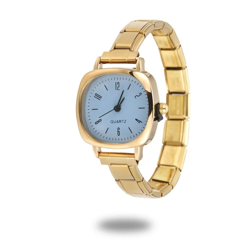 1PC Fashion Stainless Steel Round and Square Simple Watch Bracelet Bangle for Friend Birthday Men's Women's DIY Jewelry Gifts