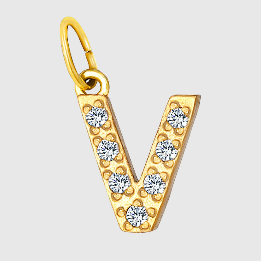 eManco Luxury Zirconia Alphanumeric Pendant Stainless Steel Gold Plated DIY Necklace Wholesale