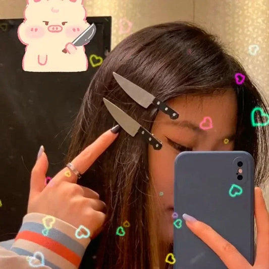 Creative Weird Knife Hair Clips Simulated Scissors Light Bulb Food Hairpins Girls Hairclip Punk Barrette Headwear Accessories