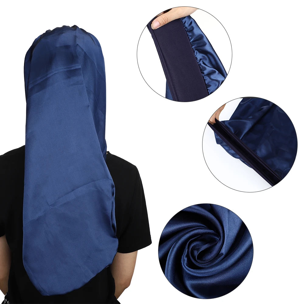 Satin Bonnet Long Hair Hat Soft Elastic Band Nightcap Silky Cap Curly Hair Braids Dreadlocks Care Wrap For Women Men Unisex