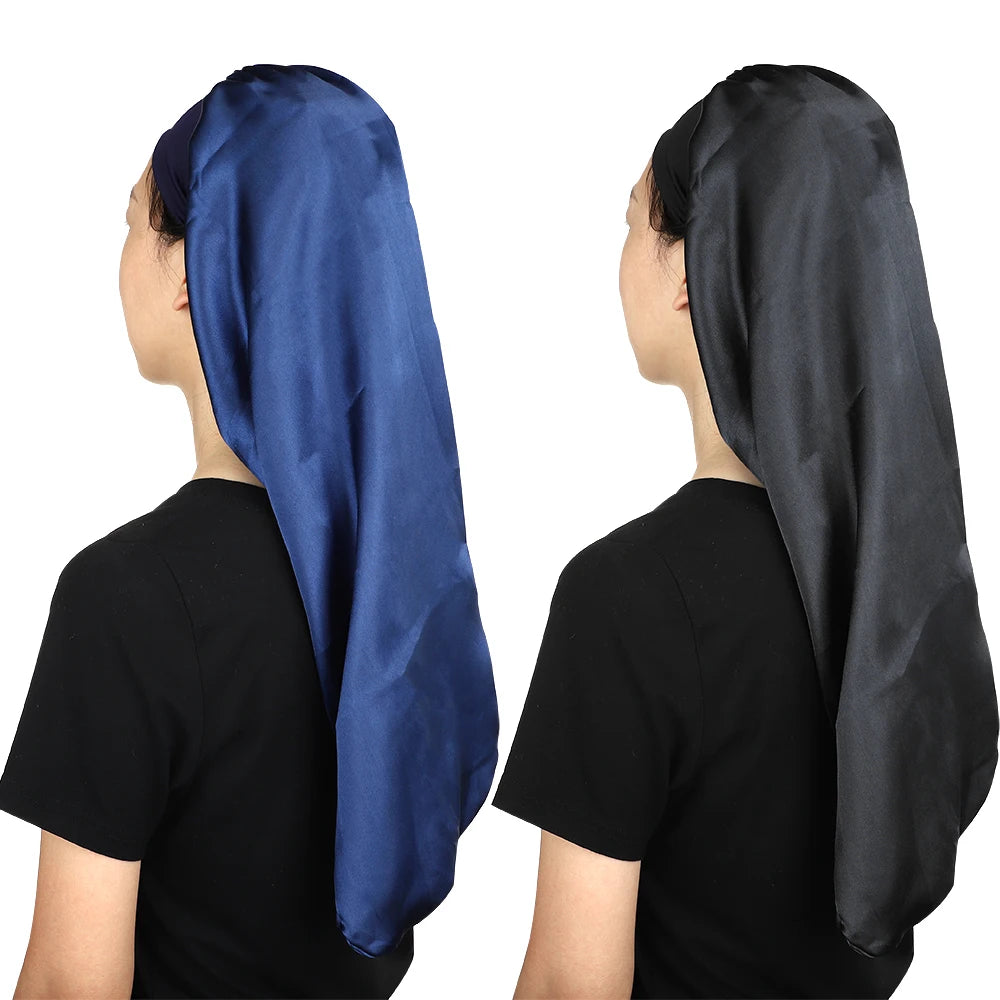 Satin Bonnet Long Hair Hat Soft Elastic Band Nightcap Silky Cap Curly Hair Braids Dreadlocks Care Wrap For Women Men Unisex