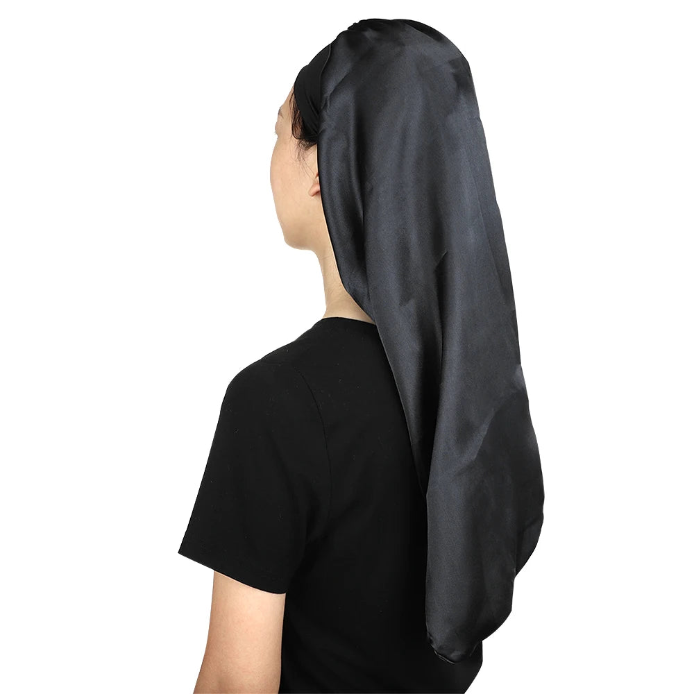 Satin Bonnet Long Hair Hat Soft Elastic Band Nightcap Silky Cap Curly Hair Braids Dreadlocks Care Wrap For Women Men Unisex