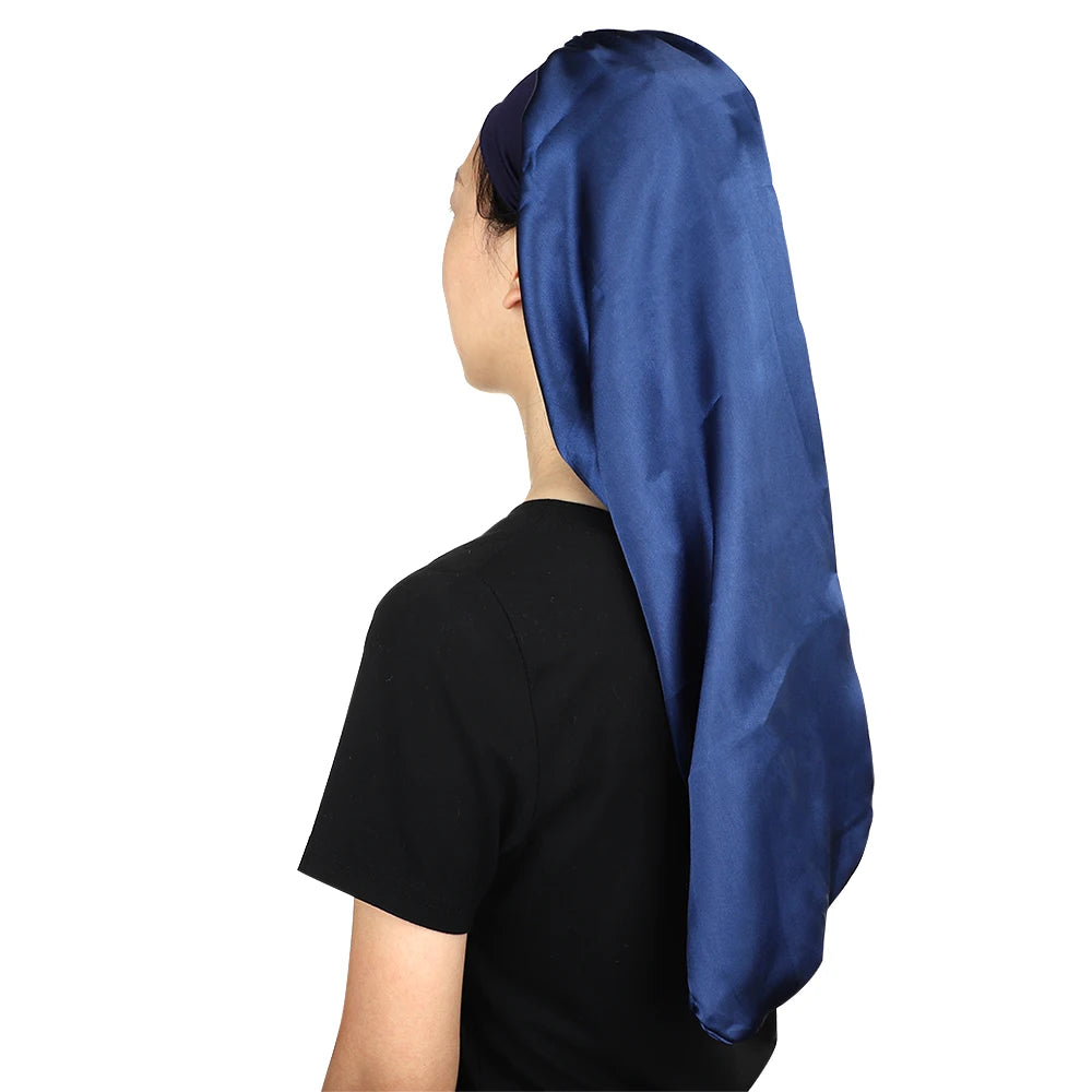 Satin Bonnet Long Hair Hat Soft Elastic Band Nightcap Silky Cap Curly Hair Braids Dreadlocks Care Wrap For Women Men Unisex
