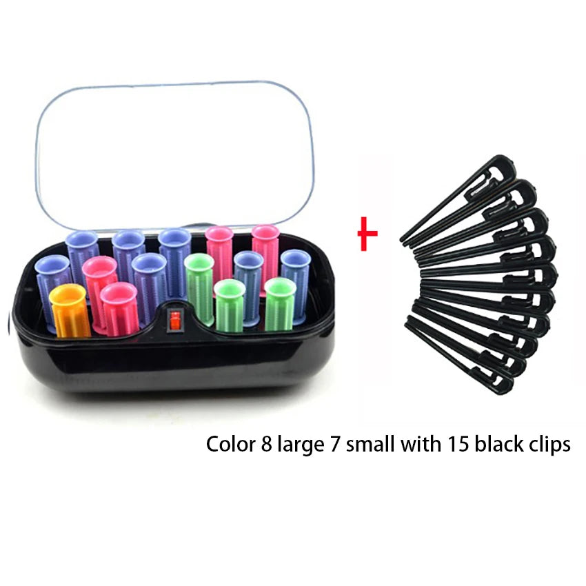 15Pcs/set Electrci Hair Perm Rods Dry Wet Dual-purpose Ceramic Hair Curler Self-Grip Lasting Curling Roller For Long Short Hair