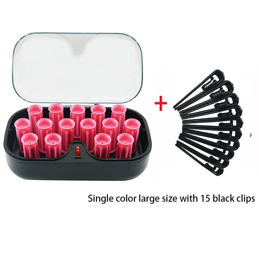 15Pcs/set Electrci Hair Perm Rods Dry Wet Dual-purpose Ceramic Hair Curler Self-Grip Lasting Curling Roller For Long Short Hair