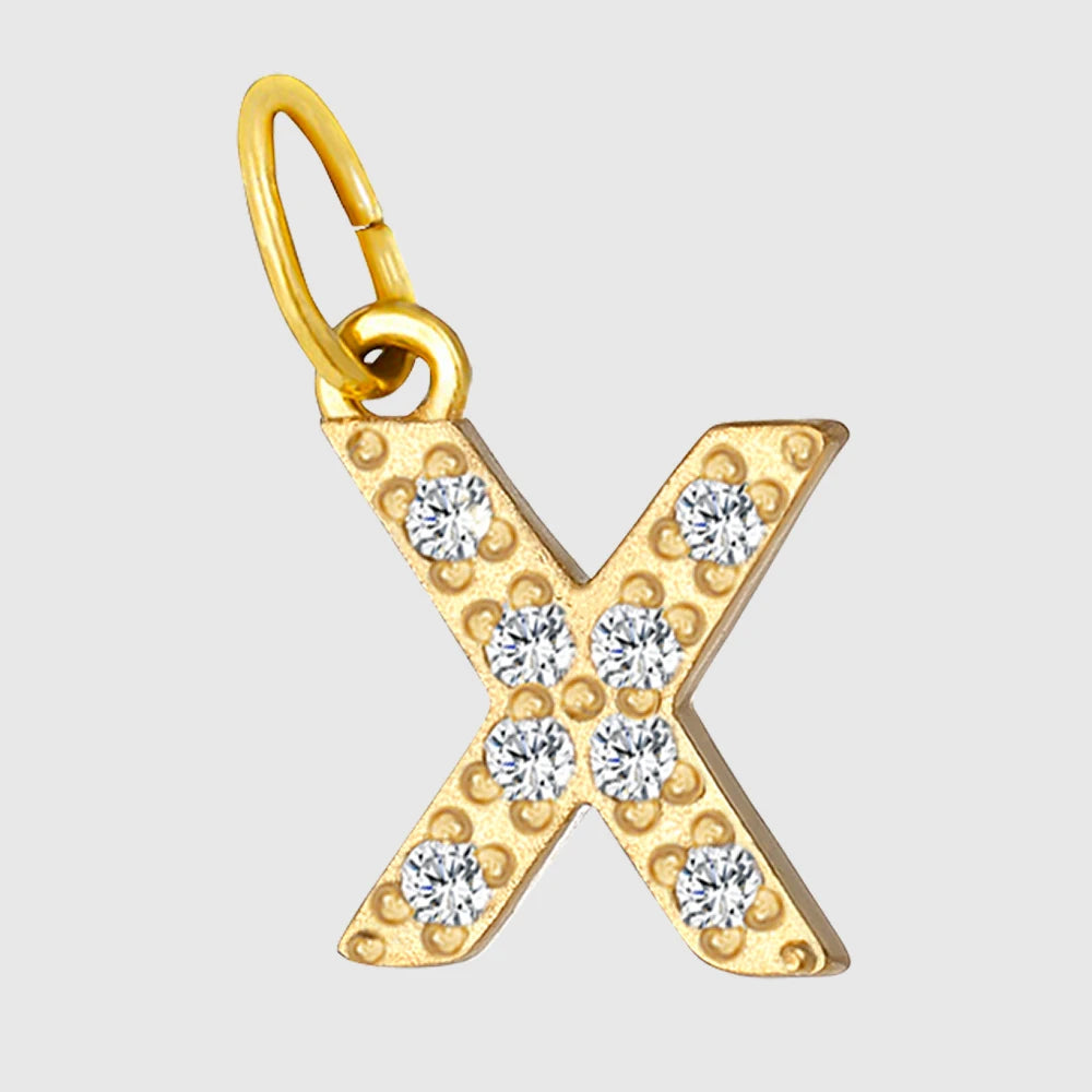 eManco Luxury Zirconia Alphanumeric Pendant Stainless Steel Gold Plated DIY Necklace Wholesale