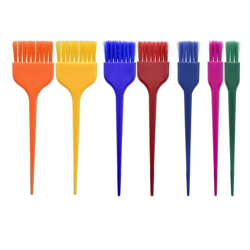 7Pcs/Sets Hairdresser Dye Brush Rat Tail Tinting Colorful Handle Hair Coloring Applicator Combs Salon Hairdressing Style Tools
