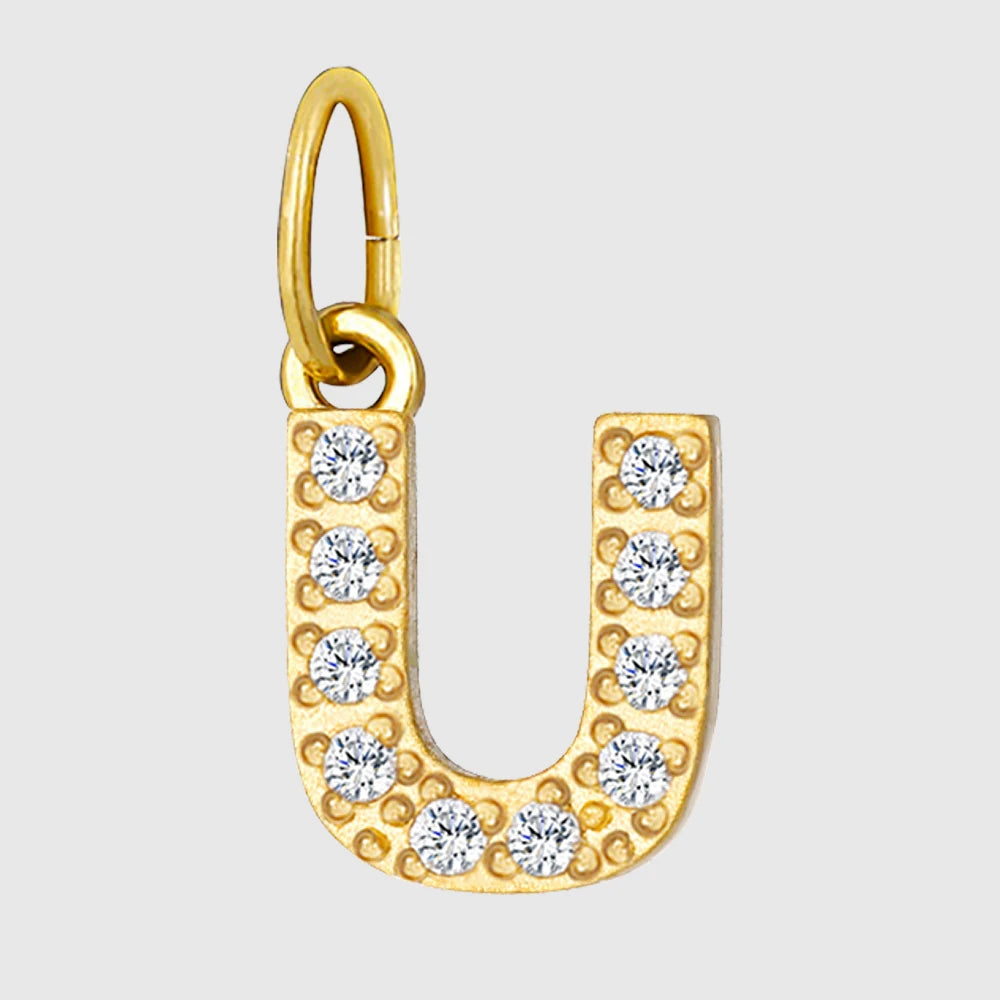 eManco Luxury Zirconia Alphanumeric Pendant Stainless Steel Gold Plated DIY Necklace Wholesale