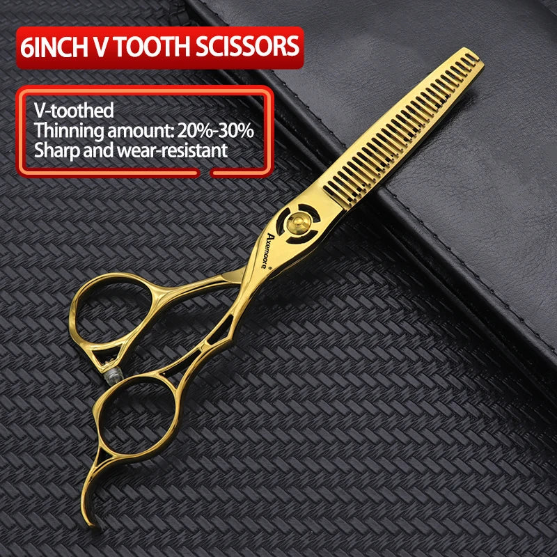 Damascus Hairdressing scissors Gold Professional 6 '' Flower screw haircut thinning barber tools shears hair cutting scissors