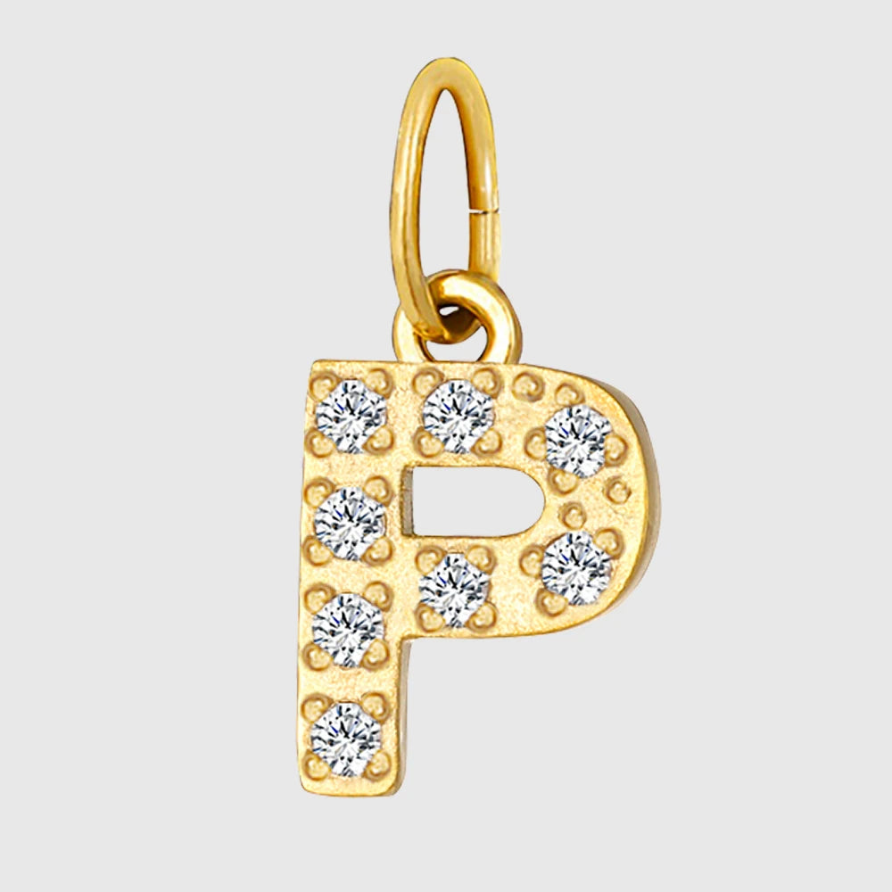 eManco Luxury Zirconia Alphanumeric Pendant Stainless Steel Gold Plated DIY Necklace Wholesale