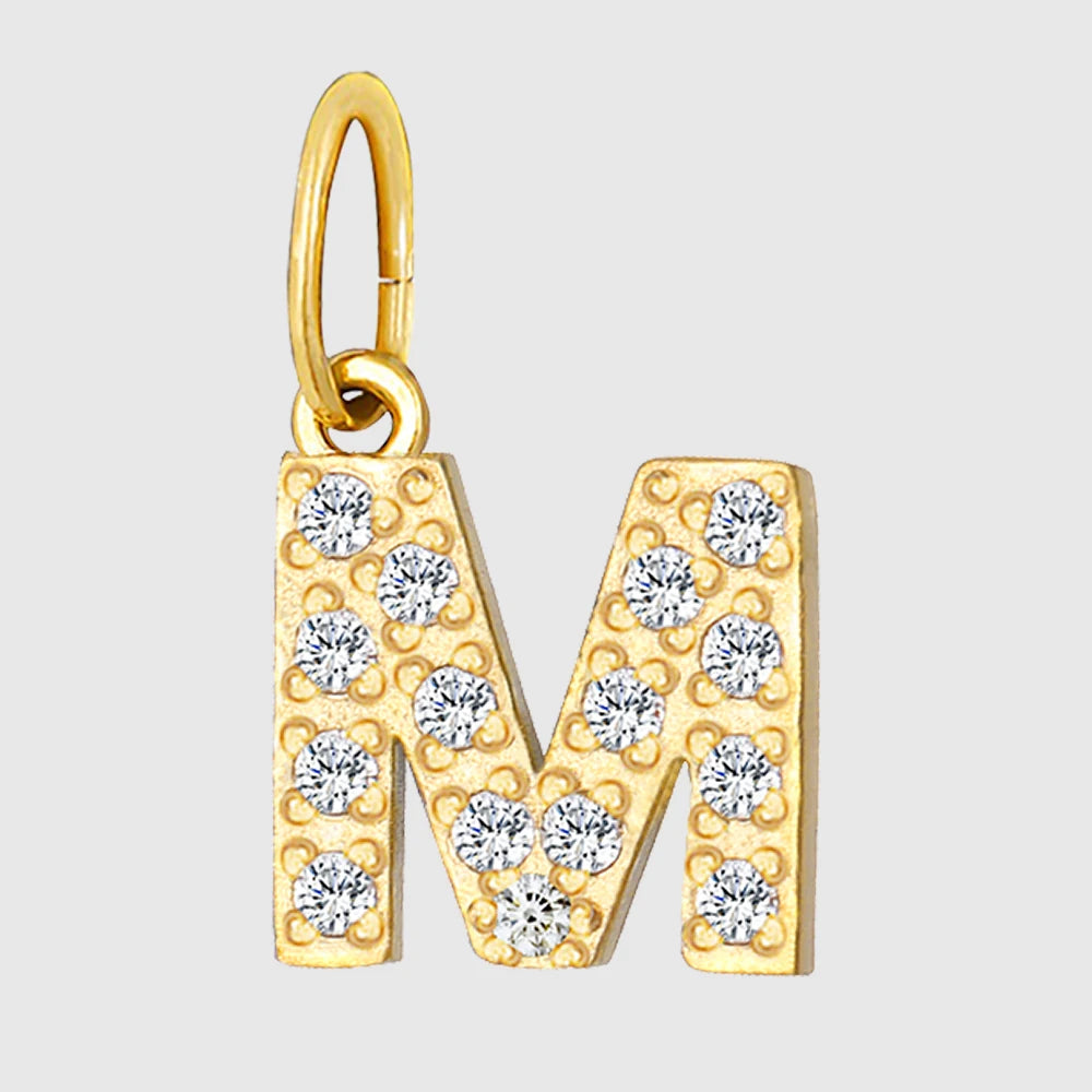 eManco Luxury Zirconia Alphanumeric Pendant Stainless Steel Gold Plated DIY Necklace Wholesale