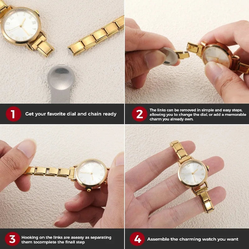 1PC Fashion Stainless Steel Round and Square Simple Watch Bracelet Bangle for Friend Birthday Men's Women's DIY Jewelry Gifts