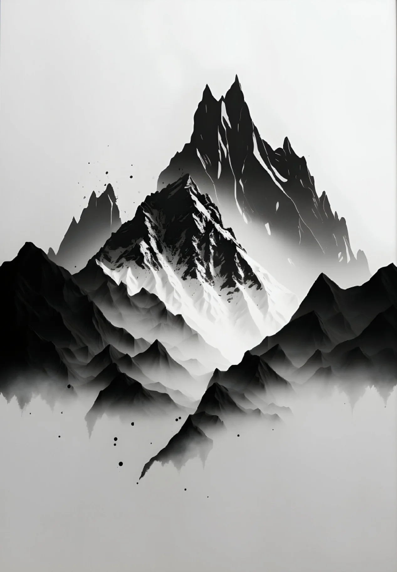 Minimalist Black and White Mountain Tree Crow Landscape Poster Print Canvas Painting Abstract Wall Art Living Room Home Decor