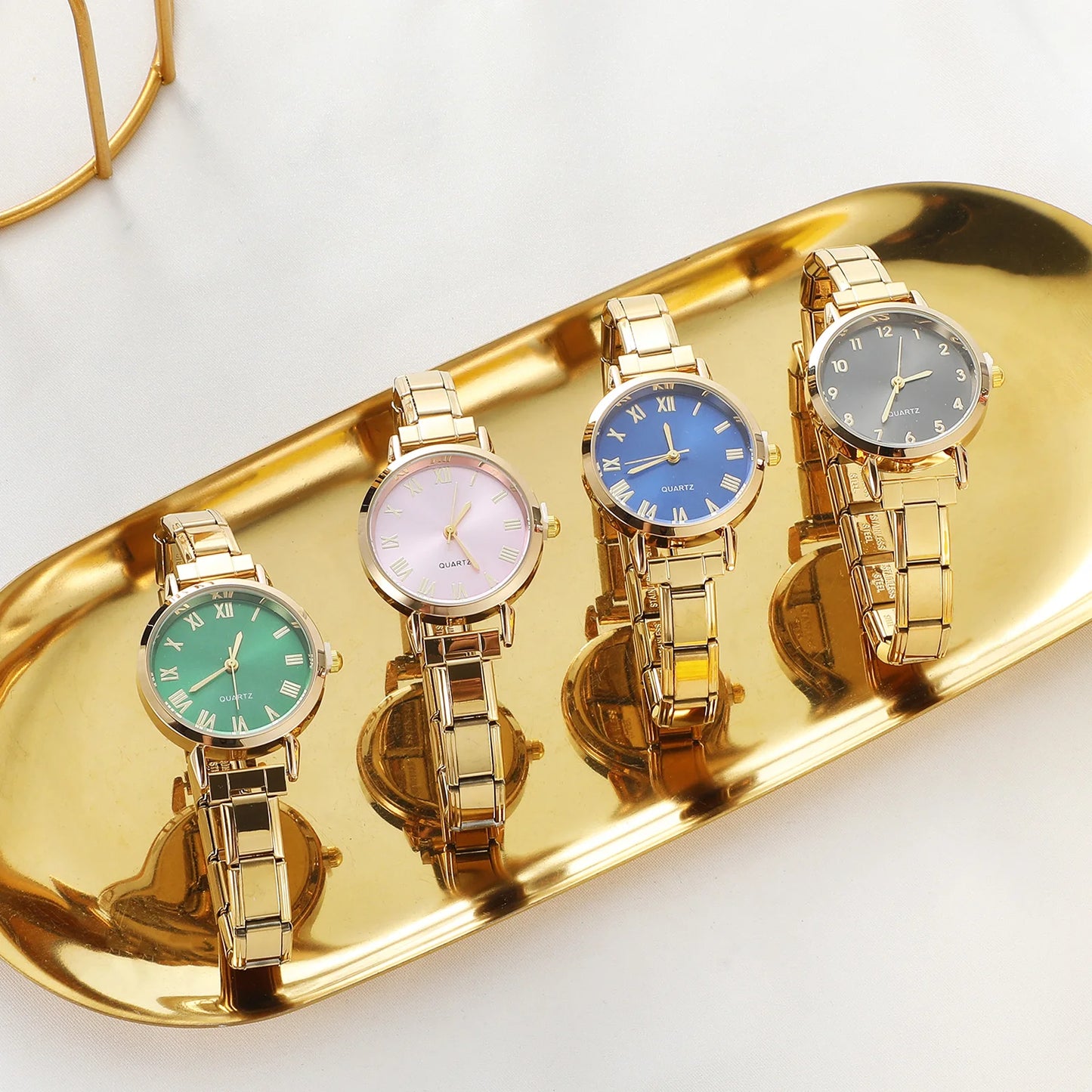 1PC Fashion Stainless Steel Round and Square Simple Watch Bracelet Bangle for Friend Birthday Men's Women's DIY Jewelry Gifts