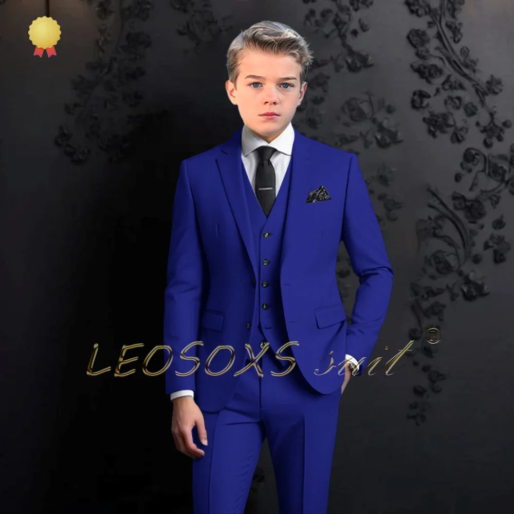 Boys formal suit 3 piece suit, custom notch lapel party wedding (jacket + vest + pants) elegant suit for children aged 2~16