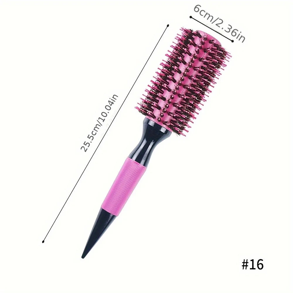 6pcs/ pink aluminum tube roller comb set inner buckle pear hot, high temperature anti-static hair styling comb roller comb