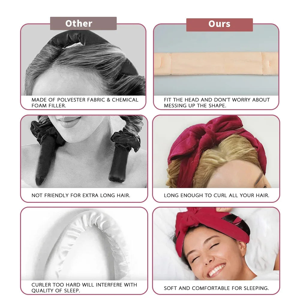 Heatless Curling Rod Headband Hair Curlers No Heat Ribbon Lazy Hair Rollers Silk Curls Sleeping Soft Headband Hair Styling Tools