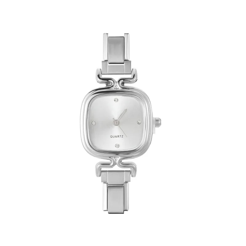 1PC Fashion Stainless Steel Round and Square Simple Watch Bracelet Bangle for Friend Birthday Men's Women's DIY Jewelry Gifts