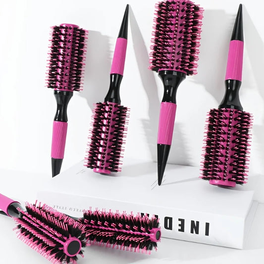 6pcs/ pink aluminum tube roller comb set inner buckle pear hot, high temperature anti-static hair styling comb roller comb