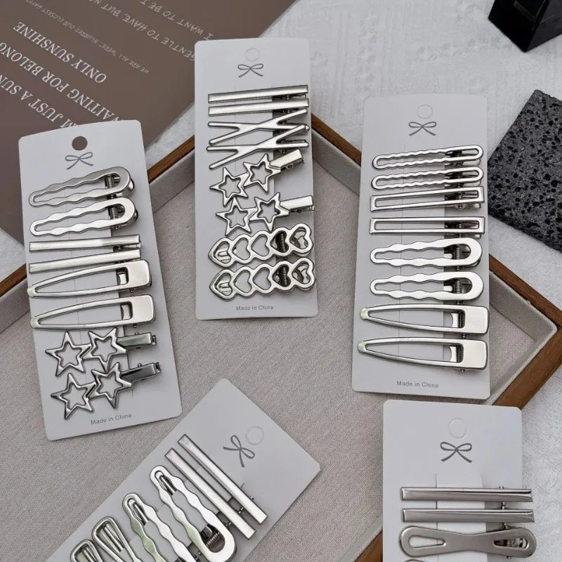 Sliver Metal Hair Clips for Women, Y2K Duckbill Hairpin, Personality Bangs Side Headwear, Barrettes Hairclip Styling Accessories