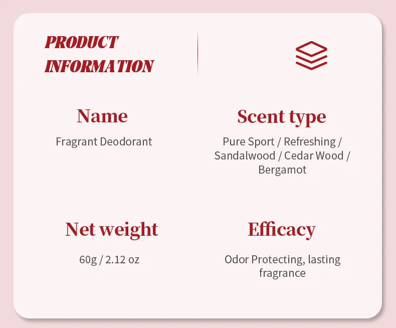 5 Type Men Deodorant Stick Sweating Sandalwood Keep Drying Lasting Fragrance Remove Armpit Odor Underarm Refresh Sticks Refresh