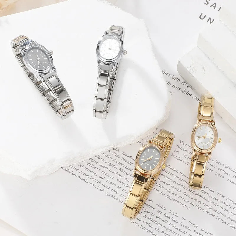 1PC Fashion Stainless Steel Round and Square Simple Watch Bracelet Bangle for Friend Birthday Men's Women's DIY Jewelry Gifts