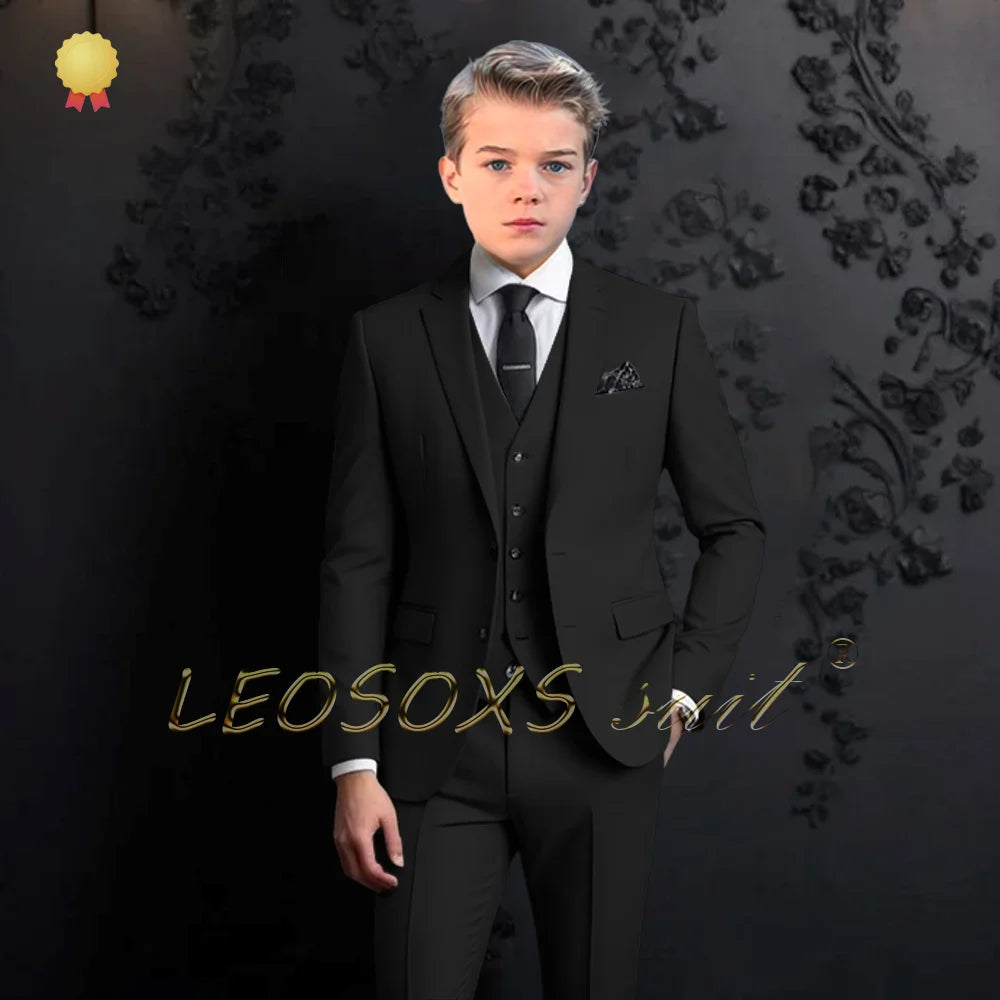 Boys formal suit 3 piece suit, custom notch lapel party wedding (jacket + vest + pants) elegant suit for children aged 2~16