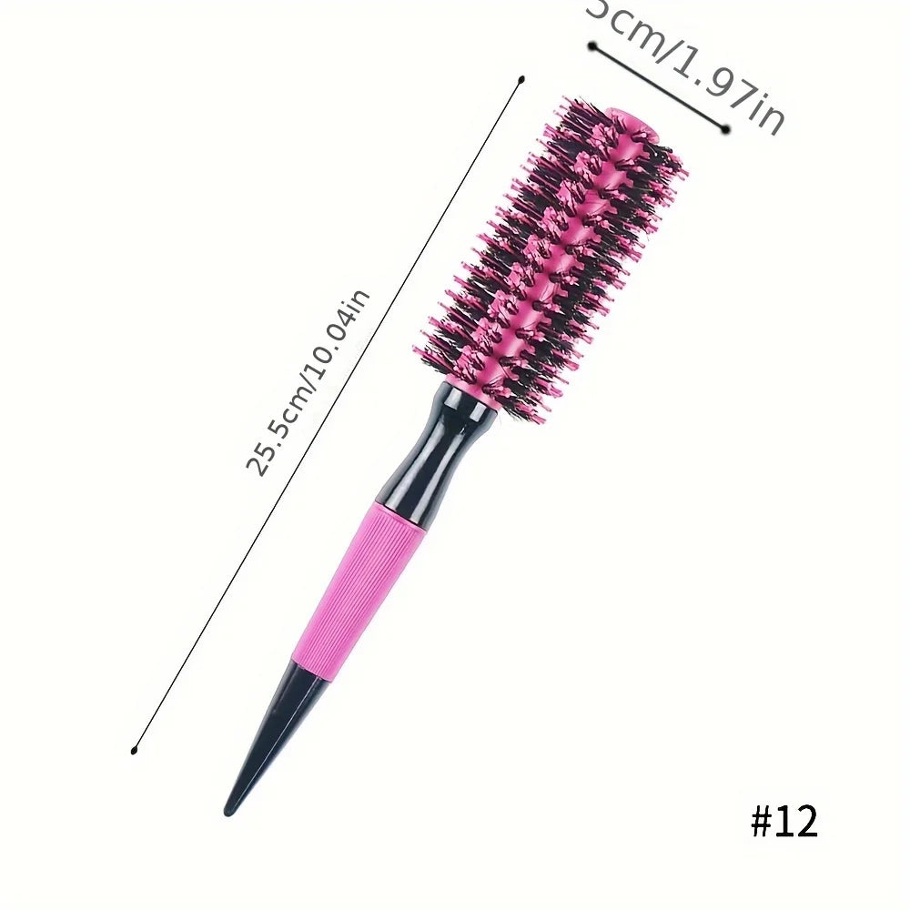 6pcs/ pink aluminum tube roller comb set inner buckle pear hot, high temperature anti-static hair styling comb roller comb