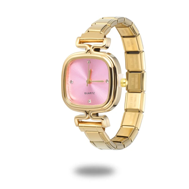 1PC Fashion Stainless Steel Round and Square Simple Watch Bracelet Bangle for Friend Birthday Men's Women's DIY Jewelry Gifts