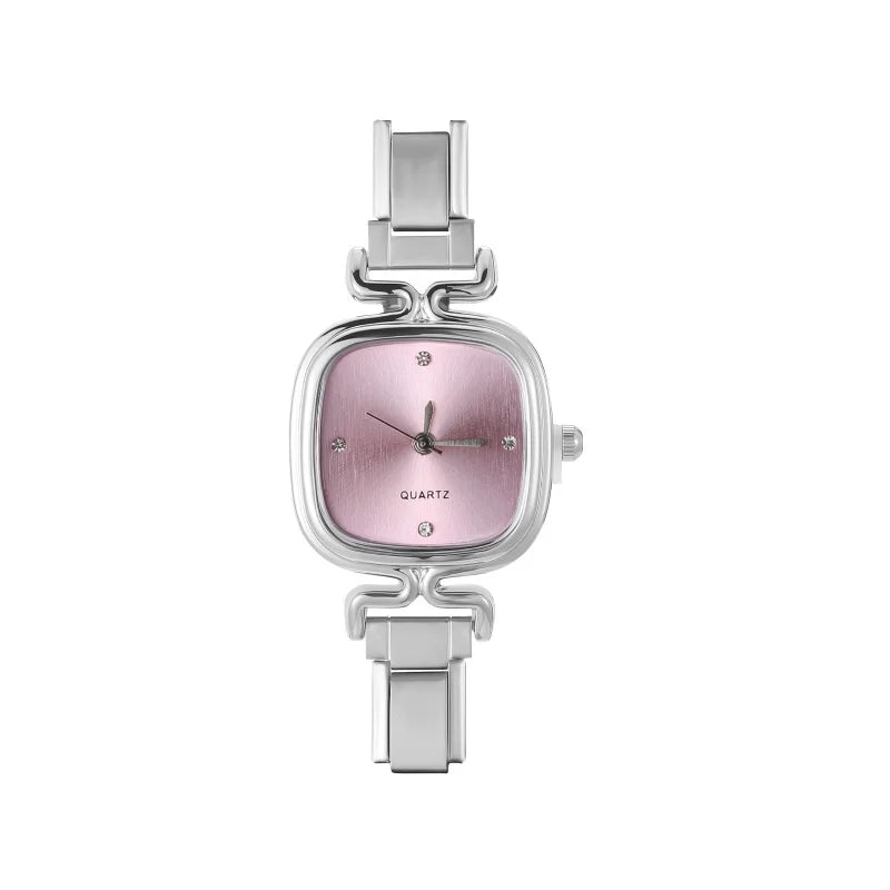 1PC Fashion Stainless Steel Round and Square Simple Watch Bracelet Bangle for Friend Birthday Men's Women's DIY Jewelry Gifts
