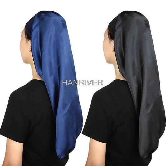 Satin Bonnet Long Hair Hat Soft Elastic Band Nightcap Silky Cap Curly Hair Braids Dreadlocks Care Wrap For Women Men Unisex