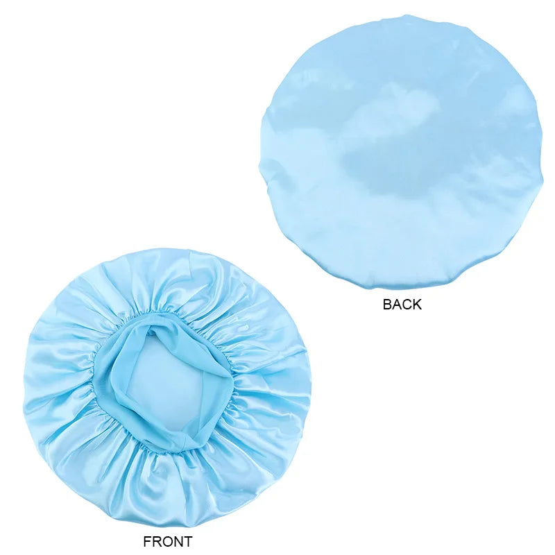 Hair Bonnet for Sleeping Silk Nightcap Satin Elastic Narrow Brim Shower Cap Round Hat Home Hair Care Cap Satin Bonnet