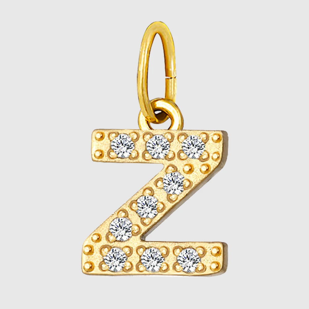 eManco Luxury Zirconia Alphanumeric Pendant Stainless Steel Gold Plated DIY Necklace Wholesale