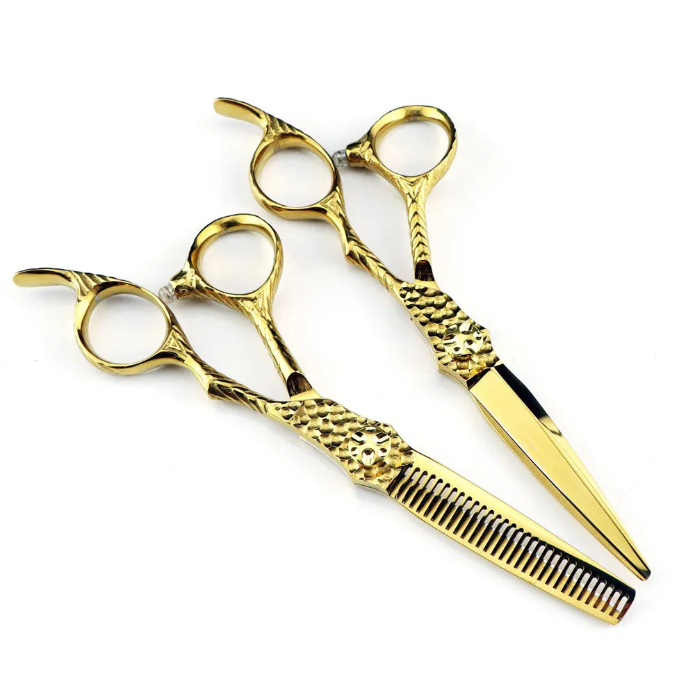 Professional JP 440c steel 6 '' Upscale Gold cut hair scissors haircut thinning barber makas cutting shears hairdresser scissors