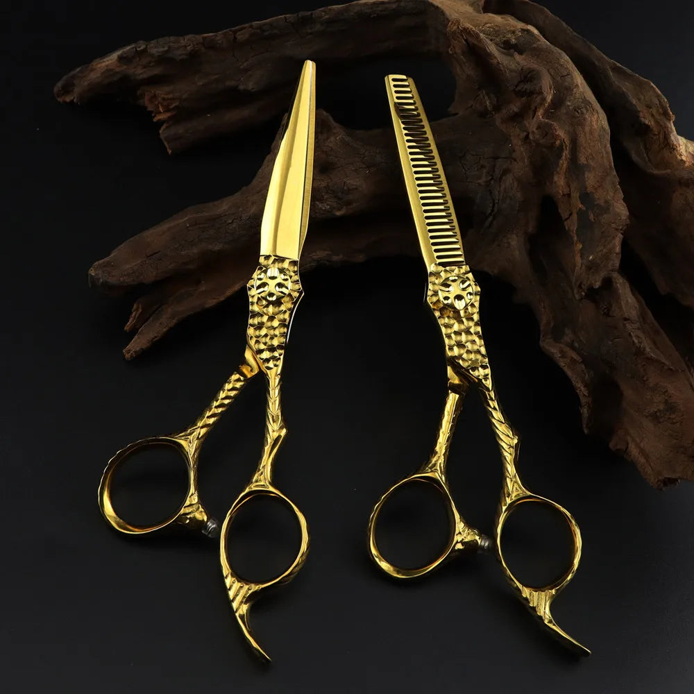 Professional JP 440c steel 6 '' Upscale Gold cut hair scissors haircut thinning barber makas cutting shears hairdresser scissors