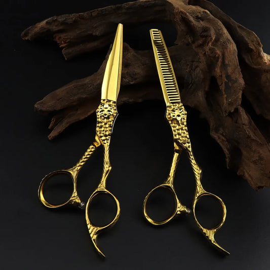 Professional JP 440c steel 6 '' Upscale Gold cut hair scissors haircut thinning barber makas cutting shears hairdresser scissors