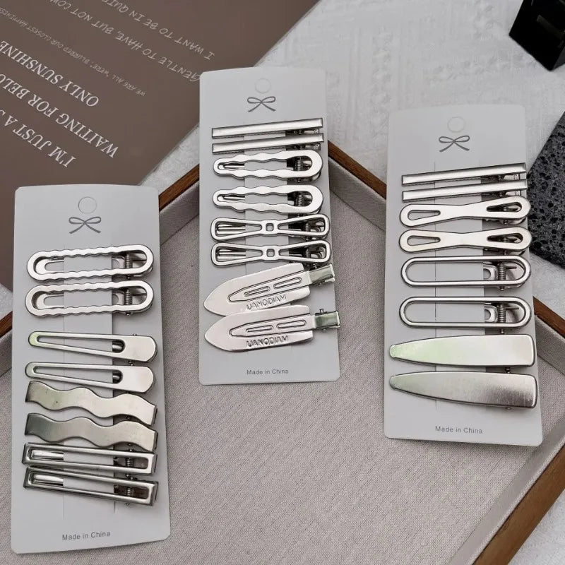 Sliver Metal Hair Clips for Women, Y2K Duckbill Hairpin, Personality Bangs Side Headwear, Barrettes Hairclip Styling Accessories