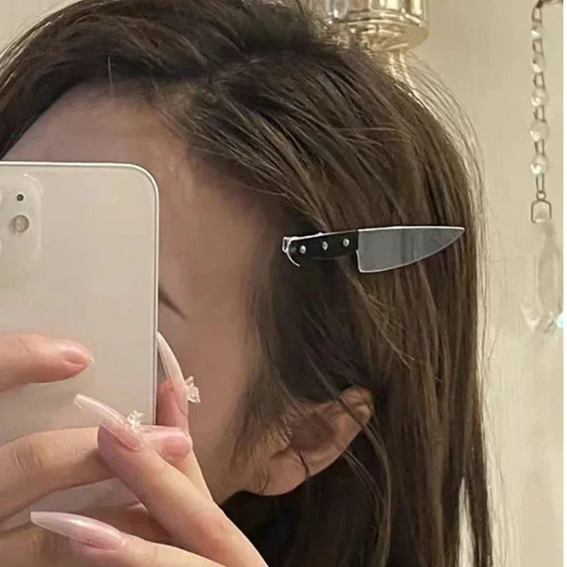 Creative Weird Knife Hair Clips Simulated Scissors Light Bulb Food Hairpins Girls Hairclip Punk Barrette Headwear Accessories