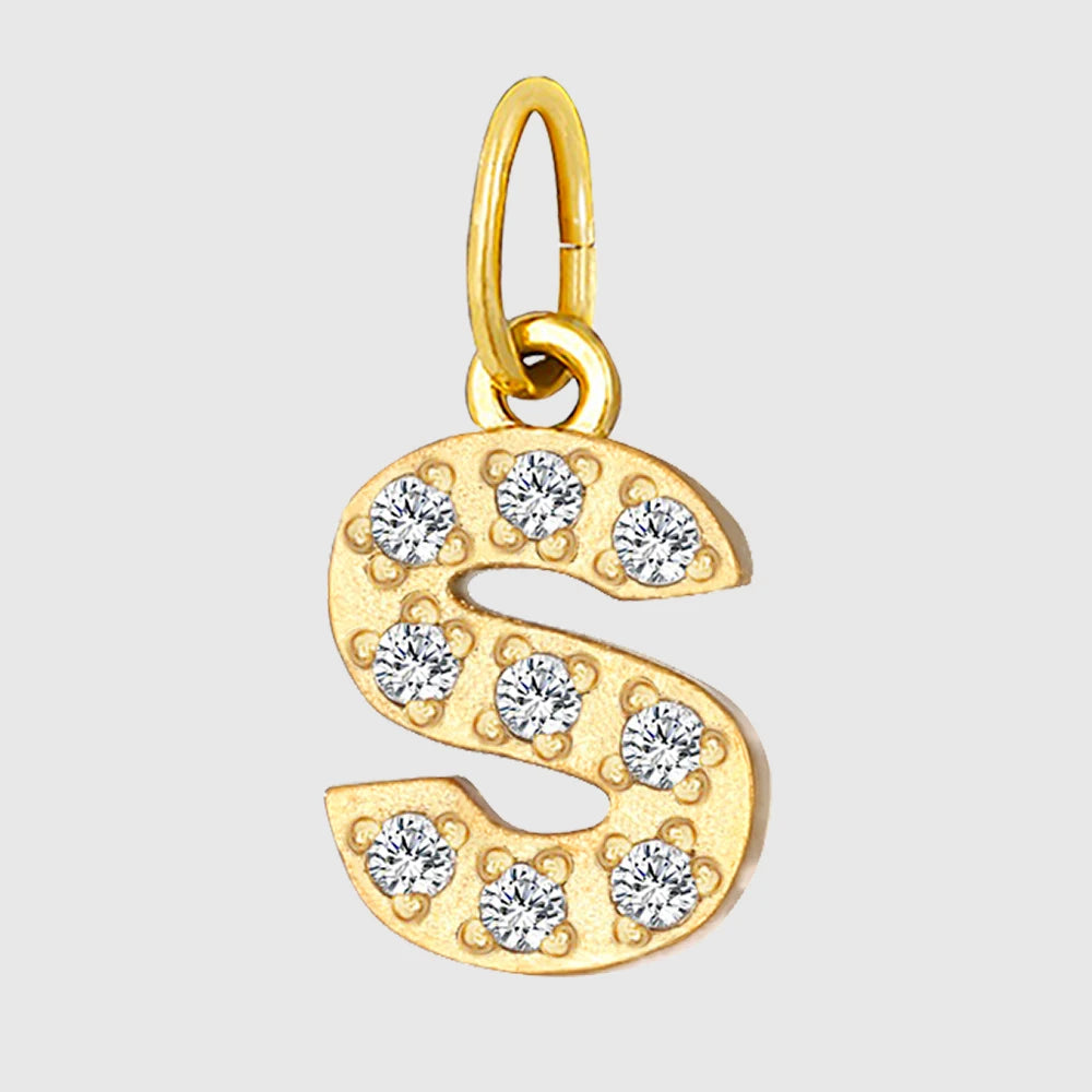 eManco Luxury Zirconia Alphanumeric Pendant Stainless Steel Gold Plated DIY Necklace Wholesale
