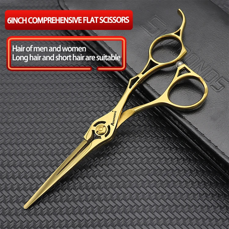 Damascus Hairdressing scissors Gold Professional 6 '' Flower screw haircut thinning barber tools shears hair cutting scissors
