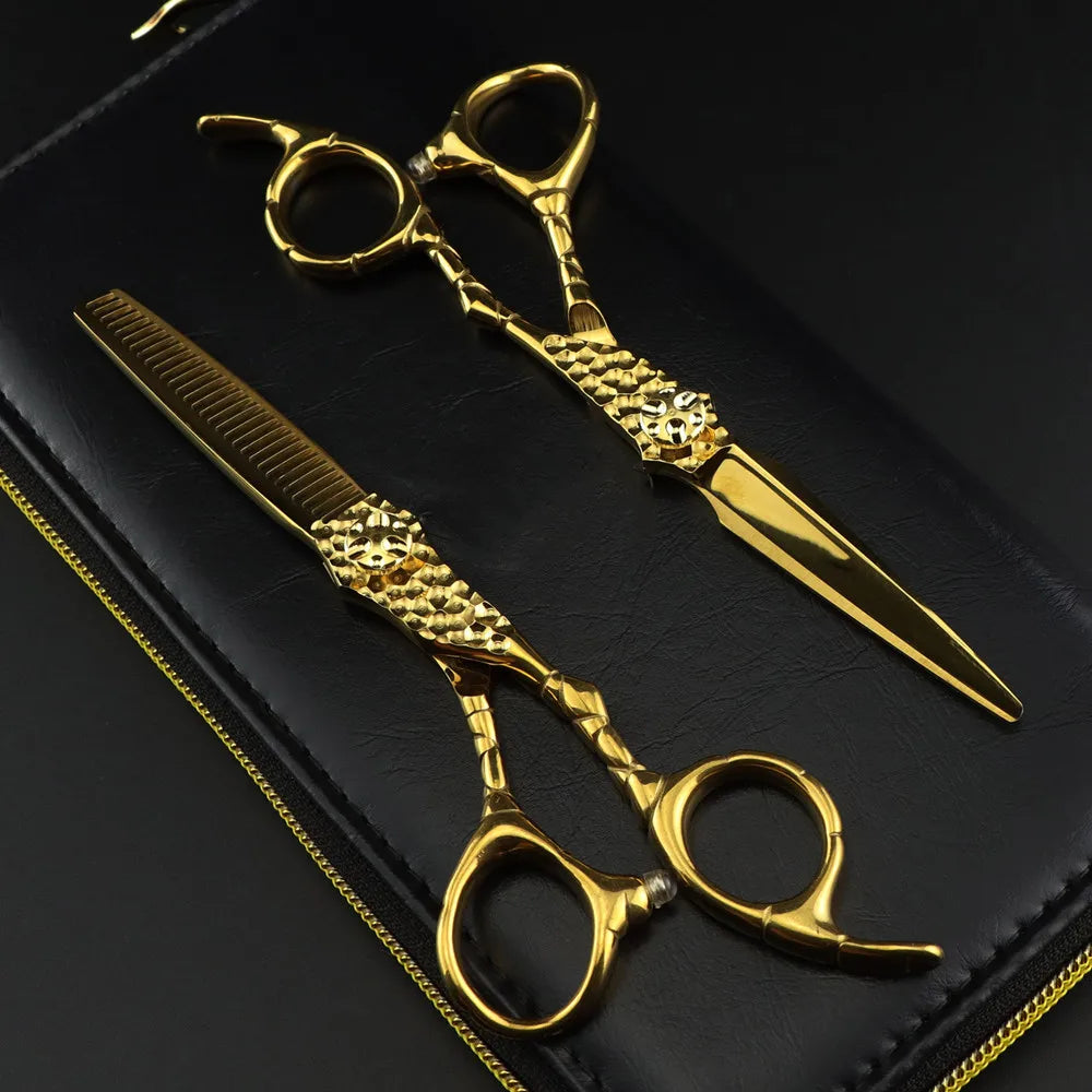 Professional JP 440c steel 6 '' Upscale Gold cut hair scissors haircut thinning barber makas cutting shears hairdresser scissors