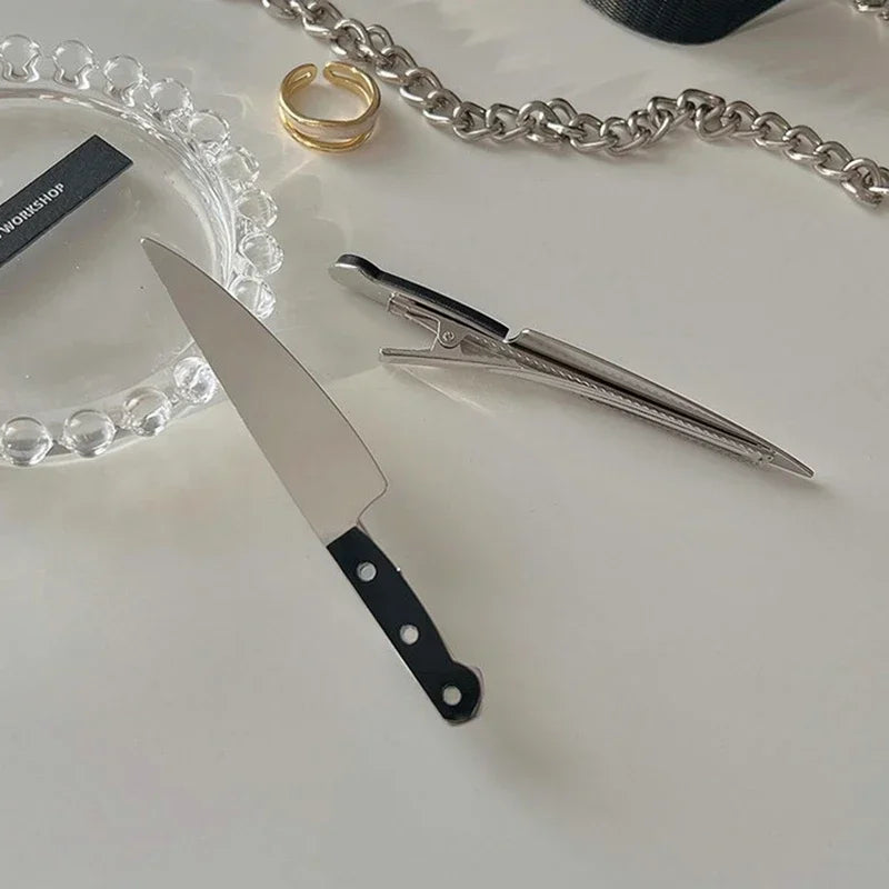 Creative Weird Knife Hair Clips Simulated Scissors Light Bulb Food Hairpins Girls Hairclip Punk Barrette Headwear Accessories