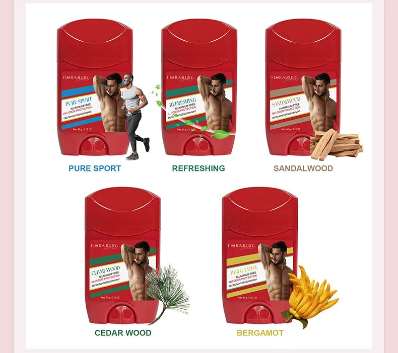 5 Type Men Deodorant Stick Sweating Sandalwood Keep Drying Lasting Fragrance Remove Armpit Odor Underarm Refresh Sticks Refresh
