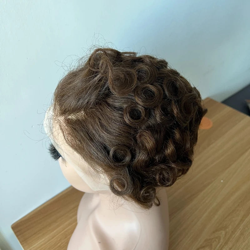 Premium Curly Pixie Cut 13X4 Lace Frontal Wig 150% Density Short Wave Bob Human Hair Wigs for Women Natural Color 6Inches