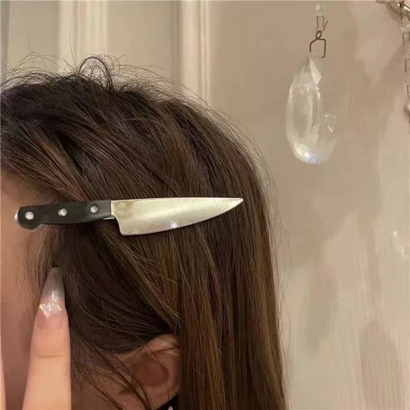 Creative Weird Knife Hair Clips Simulated Scissors Light Bulb Food Hairpins Girls Hairclip Punk Barrette Headwear Accessories
