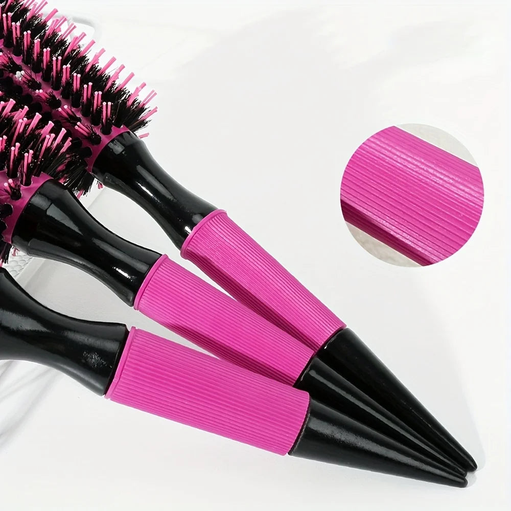6pcs/ pink aluminum tube roller comb set inner buckle pear hot, high temperature anti-static hair styling comb roller comb